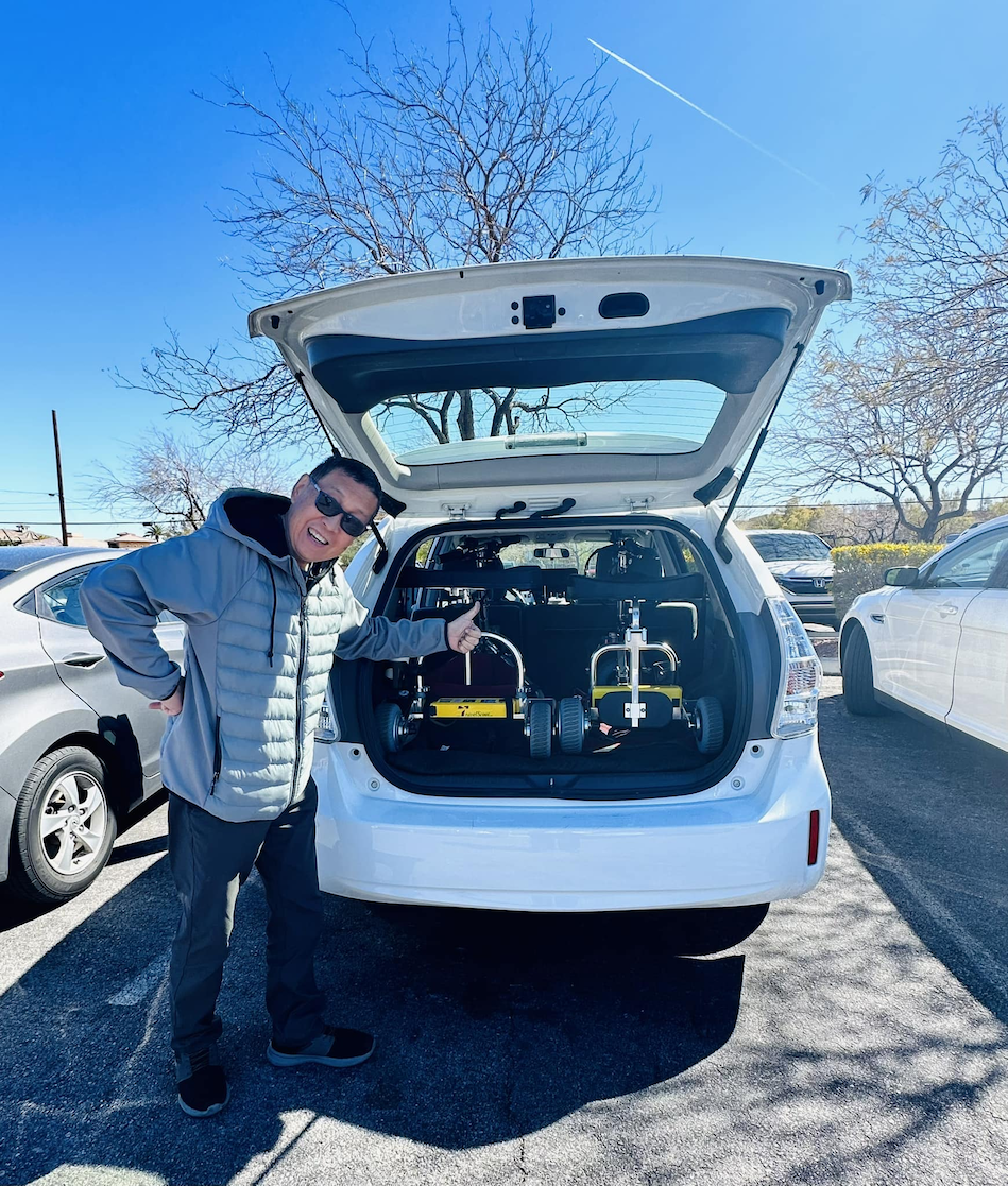 fit 2 unfolded TravelScoots in the back of our 2014 Toyota Prius V